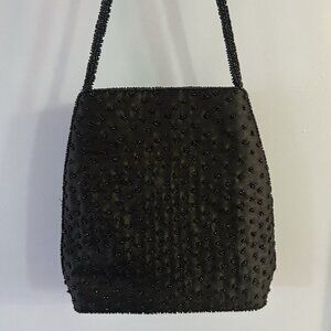 Vintage Y2K 90s J. Jill Black Beaded Hand Bag Purse Clasp Beautiful Stunning